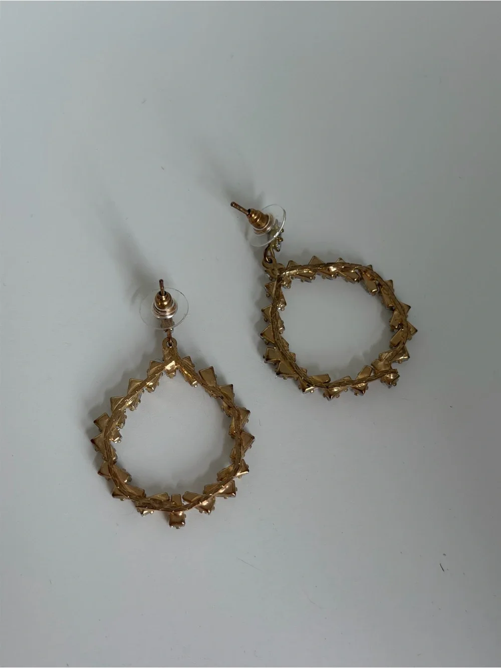 Crystal Baguette Hoop Earrings - Clear/Silver